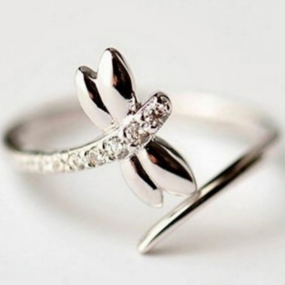 Dragonfly Sterling Silver Adjustable Ring